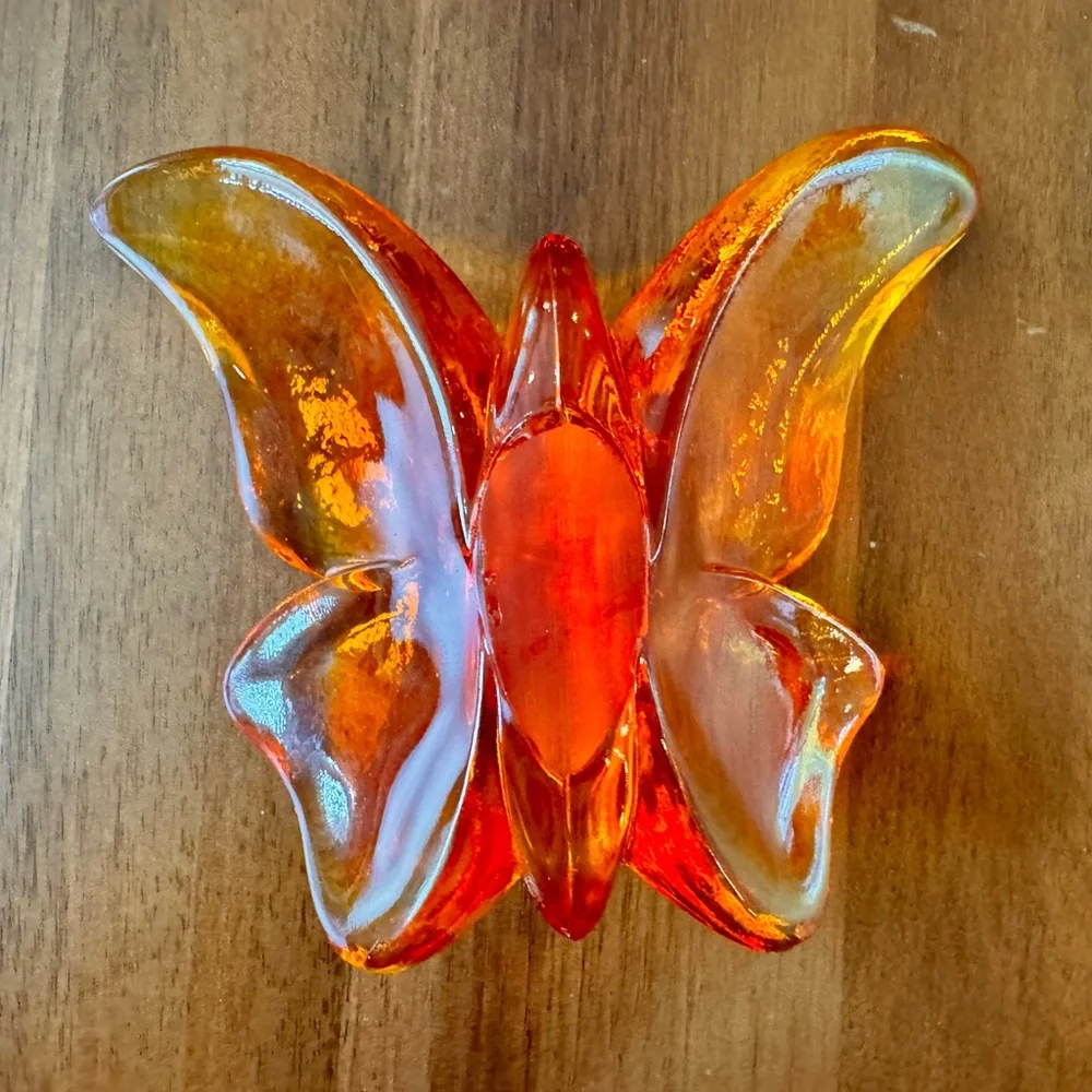 Vintage Lucite Orange Butterfly Sculpture - Picture 7 of 8